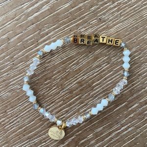Little Words Project white and gold beaded bracelet “breathe”